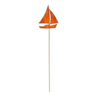 Rost Gartenstecker Segelboot maritime Gartendeko