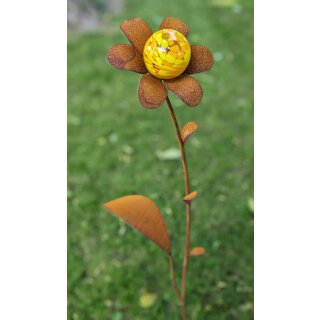 Rost Gartenstecker Blume mit Glaskugel als Blüte, 32,99 €