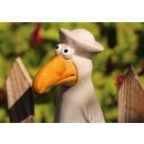 Lustige Gartenfigur M&ouml;we aus Keramik als Zaunhocker