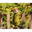 Dekofigur Opa aus Keramik als Zaunhocker im Garten