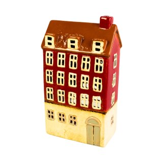 Windlicht Haus aus Keramik rot für Innen und...