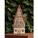 Windlicht Haus aus Keramik | grau, 31 cm hoch
