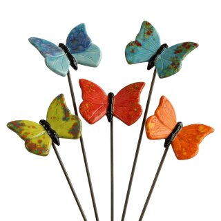 Keramikfiguren Schmetterling für den Garten in 5 Farben