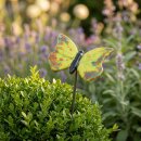 Gartenfigur Schmetterling aus Keramik gr&uuml;n-gelb