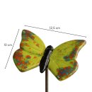 Gartenstecker Schmetterling aus Keramik | gr&uuml;n-gelb