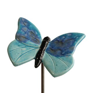 Keramikfigur Schmetterling für Stab ozeanblau