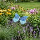 Gartenfigur Schmetterling aus Keramik ozeanblau