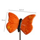 Gartenstecker Schmetterling aus Keramik | orange