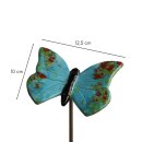 Gartenstecker Schmetterling aus Keramik | blau