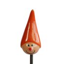 Fr&ouml;hliche Wichtel-Gesichter orange aus Keramik f&uuml;r den Garten