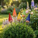 Zwerg mit Zipfelm&uuml;tze orange aus Keramik f&uuml;r den Garten