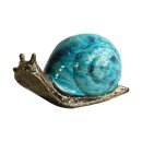 Gartenfigur Schnecke aus Keramik t&uuml;rkis