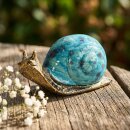 Dekofigur Schnecke aus Keramik t&uuml;rkis
