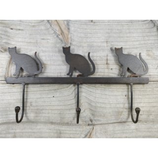 Hakenleiste Katze aus Metall - Wandhaken - Garderobe -...