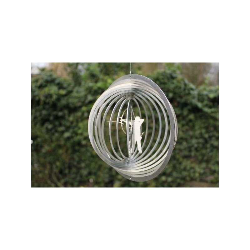 Edelstahl Windspiel Kreis Bogenschütze Bogenschießen - 19 cm