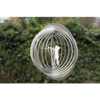 Edelstahl Windspiel "Kreis Bogenschütze" Bogenschießen - 19 cm
