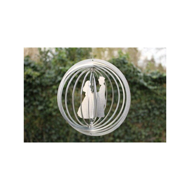Edelstahl Windspiel Kreis Brautpaar - Hochzeitsgeschenk - 19 cm