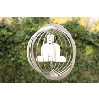 Edelstahl Windspiel "Kreis Buddha" - 19 cm