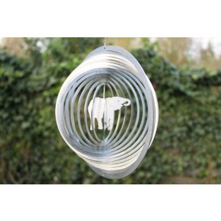 Edelstahl Windspiel "Kreis Elefant" - 19 cm - Metall Windspiele