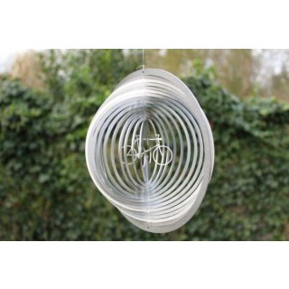 Edelstahl Windspiel "Kreis Fahrrad" - 19 cm - Metall Windspiele