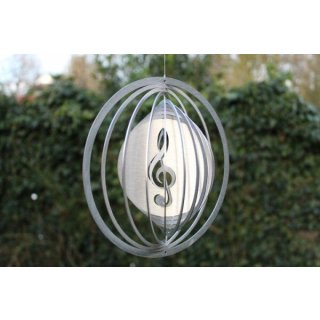 Edelstahl Windspiel Kreis Notenschlüssel - 19 cm