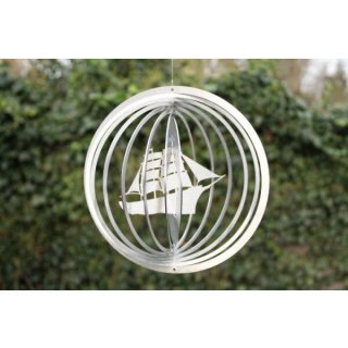 Edelstahl Windspiel "Kreis Segler" - 19 cm - Metall Windspiele