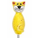 Katze aus Keramik gelb f&uuml;r den Garten.