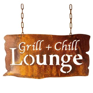 Rost Gartenschild Grill und Chill Lounge aus Metall im...
