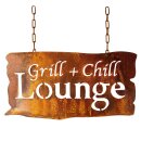 Rost Gartenschild Grill und Chill Lounge aus Metall im...