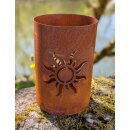 Rost Deko Windlicht mit Sonne als Motiv