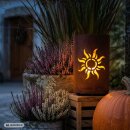 Rost Windlicht Sonne im Dunkeln