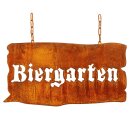 Rostiges Gartenschild Biergarten aus Metall im...