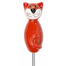 Katze aus Keramik rot 17 cm hoch Figur f&uuml;r den Garten.