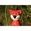 Rote Gartenfigur Katze aus Keramik