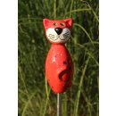 Dekofigur Katze aus Keramik rot