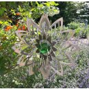 Edelstahl Windspiel Blume mit Glaskugel