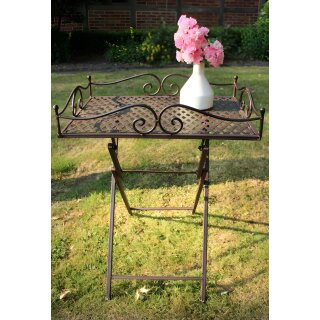 Klapptisch aus Metall im Landhausstil Beistelltisch kleiner Gartentis, 62,99 €
