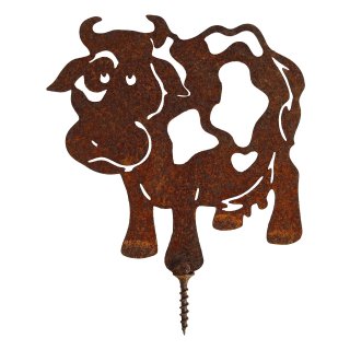 Metall Figur Kuh mit Schraube als Gartendekoration