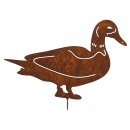 Edelrost Gartenfigur Ente zum Einschrauben als Gartendeko.