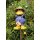 Gartenfigur Rabe als Angler aus Keramik 26 cm hoch blau