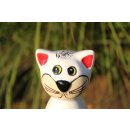 Wei&szlig;e Katze aus Keramik f&uuml;r die Gartendeko