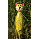 Gartenfigur Katze aus Keramik gelb