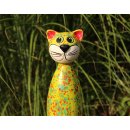 Gartenfigur Katze aus Keramik 30 cm gelb