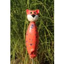 Gartenfigur Katze aus Keramik rot