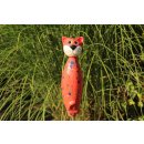 Tierfigur Katze aus Keramik f&uuml;r einen Stab rot
