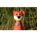 Gartenfigur Katze aus Keramik 30 cm rot