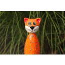 Gartenfigur Katze aus Keramik 30 cm orange