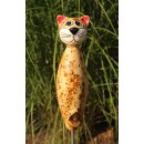 Gartenfigur Katze aus Keramik braun