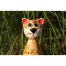 Gartenfigur Katze aus Keramik 30 cm braun