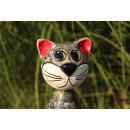 Gartenfigur Katze aus Keramik 30 cm grau